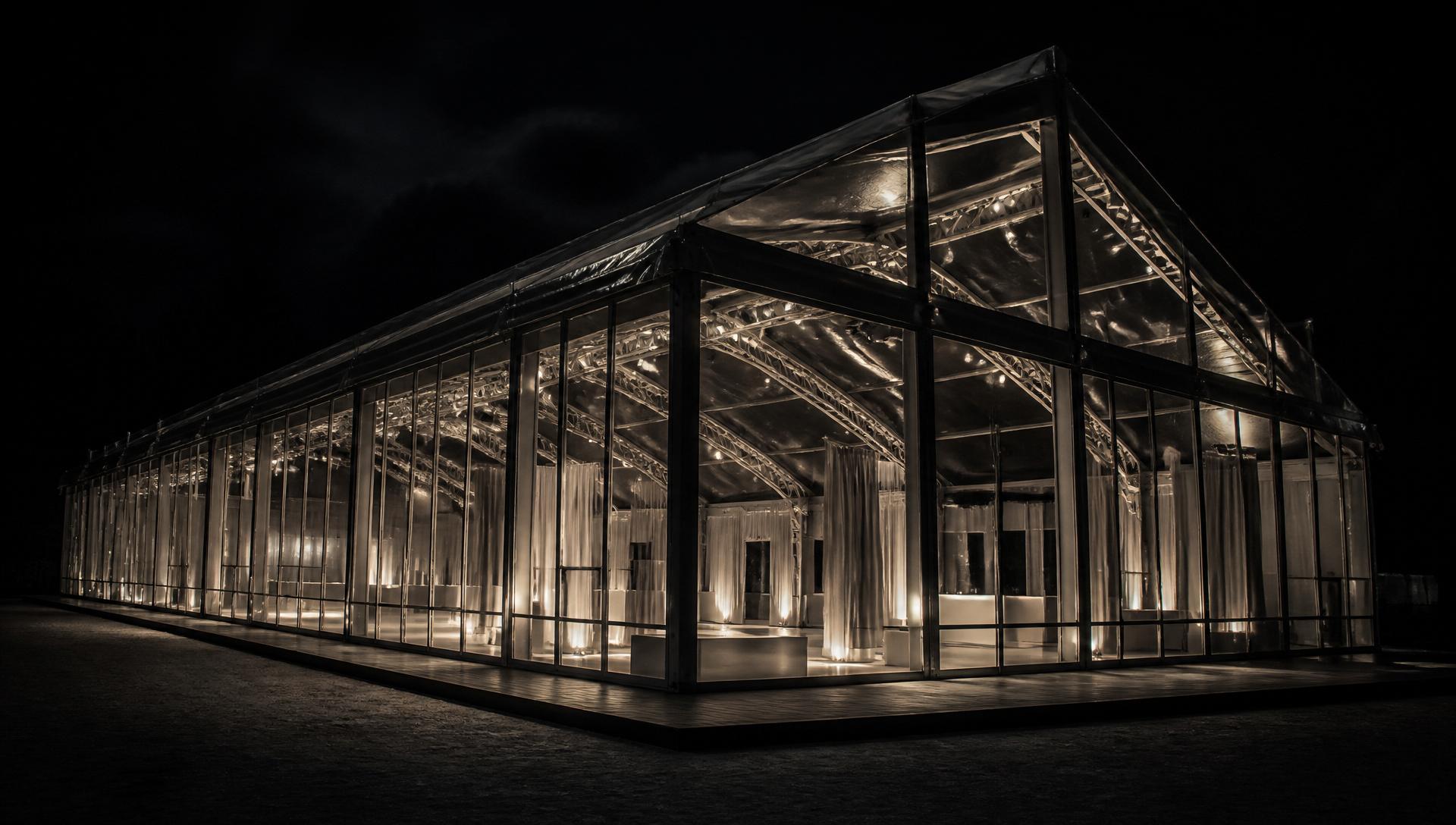 Chapiteau événementiel KAHA Event illuminé la nuit